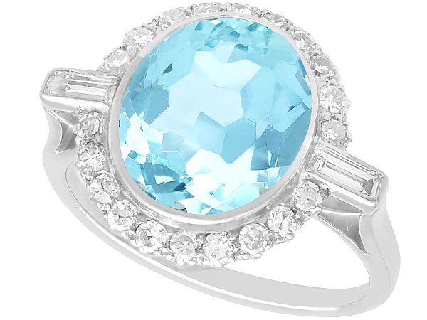 Art Deco Aquamarine Platinum Ring