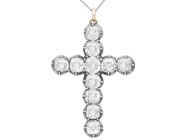 Large Diamond Cross Pendant Necklace 