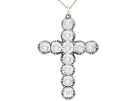 6.77ct Diamond and Silver Cross Pendant - Antique Circa 1850