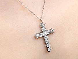 Diamond Cross Pendant on the Neck