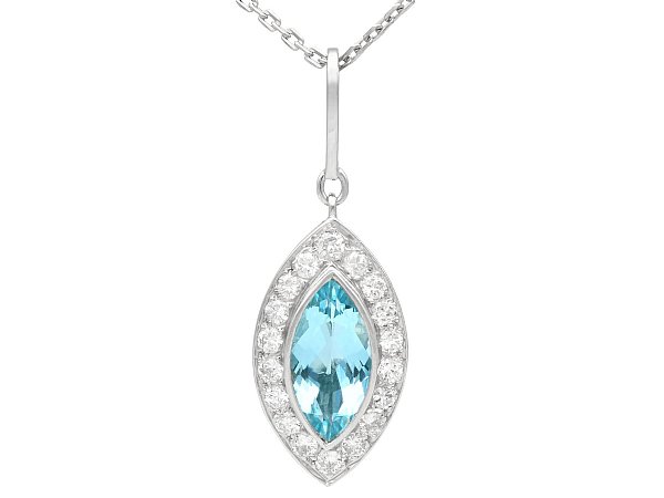 Aquamarine Diamond Platinum Necklace