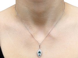 Wearing Image for Aquamarine Diamond Platinum Necklace