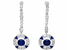 0.92ct Sapphire and 0.96ct Diamond and Platinum Drop Earrings - Antique Circa 1920