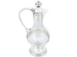 Glass and Sterling Silver Mounted Communion Wine Jug - Antique Victorian (1893)