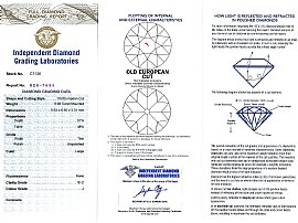 Platinum Diamond Dress Ring Certificate