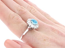 Aquamarine Cluster Ring on the Hand
