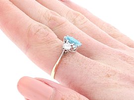 Aquamarine and Diamond Trilogy Ring