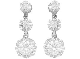 1.81ct Diamond and Platinum Drop Earrings - Antique French Import Circa 1920