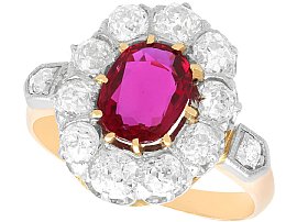 1.20 ct Ruby and 1.54  ct Diamond, 18 ct Rose Gold Dress Ring - Antique Circa 1910