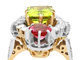 Peridot Ring 18k Gold with Diamonds Outside