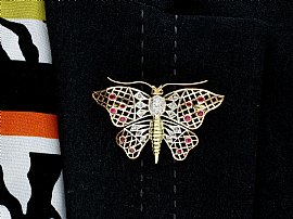 Wearing Image for Antique Butterfly Brooch