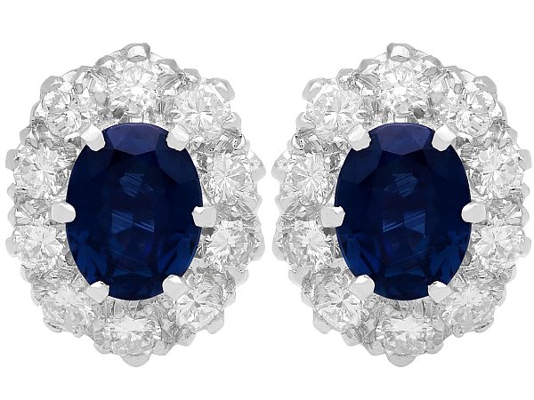 Sapphire and Diamond Cluster Earrings Yellow Gold