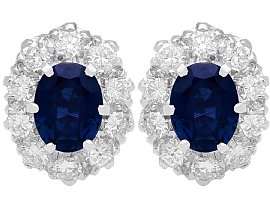 2.75ct Sapphire and Diamond Cluster Earrings Yellow Gold - Vintage