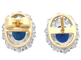 Back of Sapphire and Diamond Cluster Earrings Yellow Gold