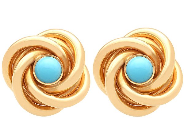 Turquoise and Gold Knot Earrings