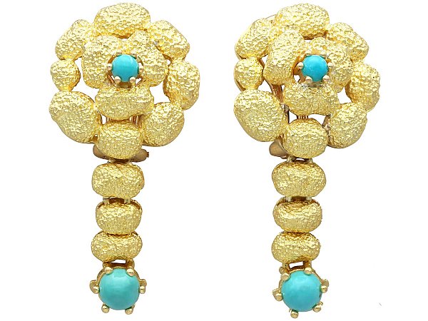 Turquoise and Gold Drop Earrings
