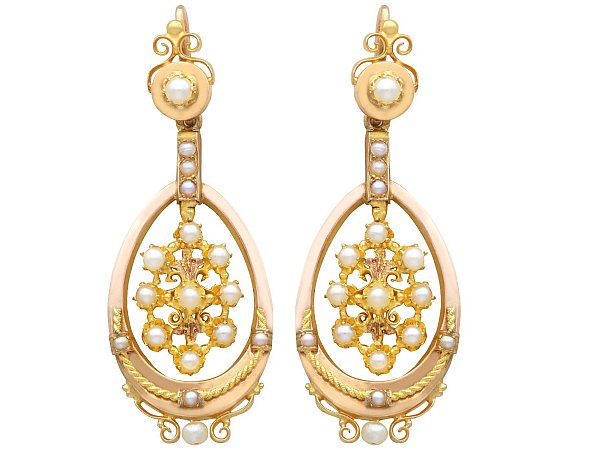 Pearl and Gold Drop Earrings UK