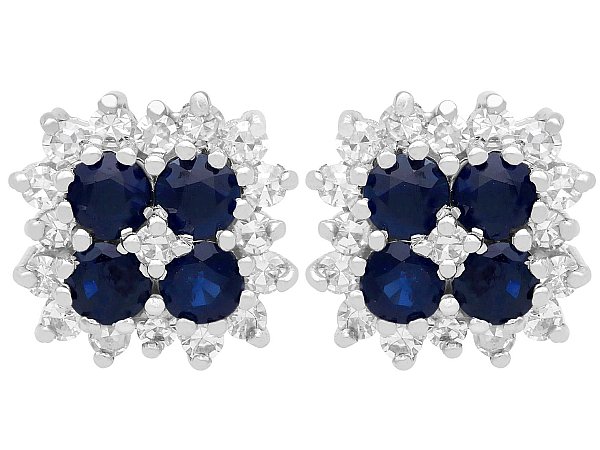 Sapphire and Diamond Earrings Studs