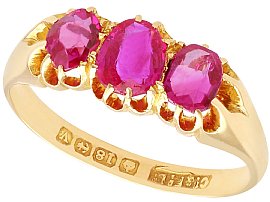 Antique Ruby Trilogy Ring in 18ct Yellow Gold