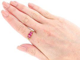 Wearing Antique Ruby Trilogy Ring