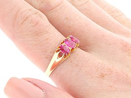 Antique Ruby Trilogy Ring Close Up 
