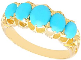 Antique Five Stone Turquoise Ring in 18 ct Yellow Gold