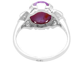 Art Deco Star Ruby Diamond Ring Platinum 