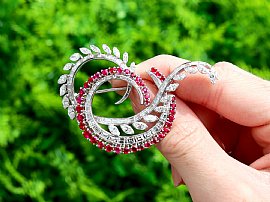 Vintage Ruby Brooch with Diamonds 