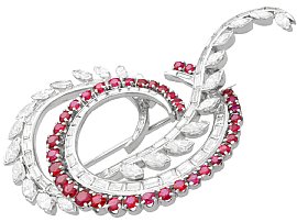 Vintage Ruby Brooch with Diamonds 