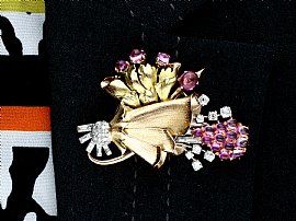 Wearing Image for Vintage Pink Sapphire Brooch