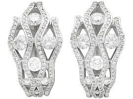 2.94ct Diamond and 18ct White Gold Earrings - Vintage Circa 1990