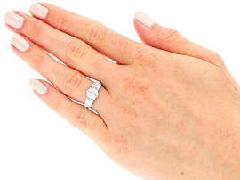 Wearing Solitaire Diamond Ring with Baguettes 