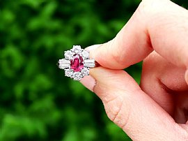 Ruby and Diamond Cluster Ring 