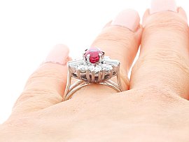 Ruby and Diamond Cluster Ring Wearing
