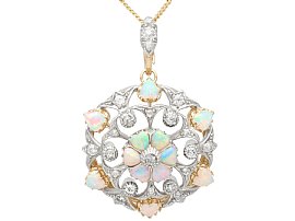 Victorian Opal Pendant with Diamonds in Yellow Gold