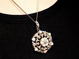 Wearing Opal Pendant with Diamonds