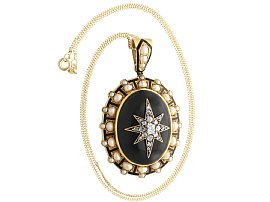Victorian Seed Pearl Pendant with Onyx 