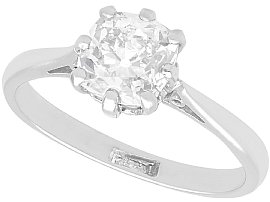 Antique 1.10 ct Diamond and Platinum Solitaire Engagement  Ring