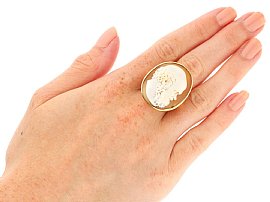 Wearing Image for Gold Cameo Ring Antique