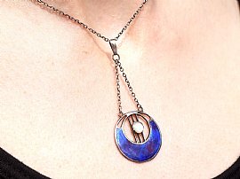Silver and Enamel Pendant Necklace on neck