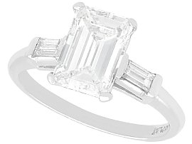 Antique Emerald Cut Diamond Engagement Ring in Platinum