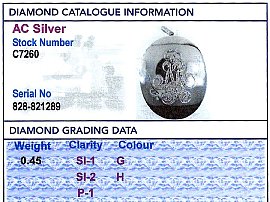 Platinum Antique Diamond Locket Grading Card 