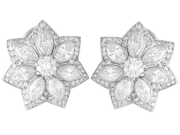 Vintage Flower Diamond Star Stud Earrings