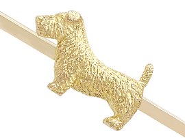 Antique Gold Bar Brooch Dog