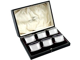 Sterling Silver Napkin Rings Set of Six - Antique George V