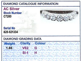 Independent Grading Card for Diamond Eternity Ring