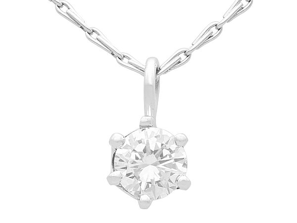 Diamond Solitaire Pendant Necklace White Gold