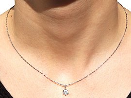 Wearing Image for Diamond Solitaire Pendant in White Gold