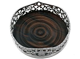 Sterling Silver Wine Coasters with Walnut 