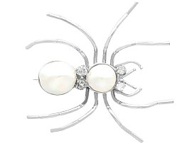 Antique Cultured Pearl and Diamond Spider Brooch